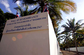 A view of the Wall of Remembrance for the December 26 tsunami victims, which is still under construction, at a morgue in Mai Khao in the tsunami-hit Thai tourist island of Phuket