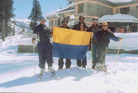 Arshbir and Abhayjit with the YPS flag during the trials camp at Manali.
