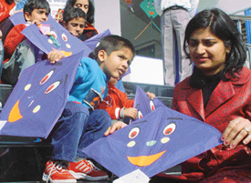 Children of The British School, Sector 8, Panchkula, during the story-telling session on school premises on Sunday.
