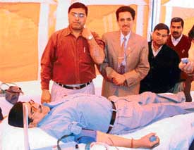 United India Insurance Sports and Recreation Club holds a voluntary blood donation camp in association with the Indian Red Cross Society in Ludhiana on Sunday