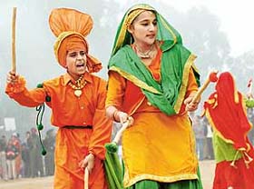Students present a colourful programme at the Republic Day celebrations in Mohali