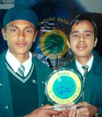 Karanveer Singh and Shyam Upadhaya, students of St Xaviers school, Sector 44, who won the third All-India Euro Enviro Quiz held in Chandigarh on Friday.