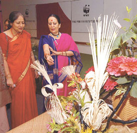 Classical dancer Sonal Mansingh at the inauguration of an exhibition of Ikebana- Magic in the Capital on Sunday