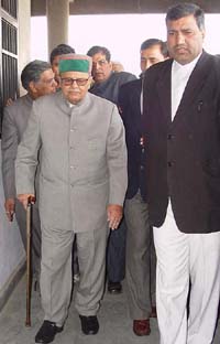 Union Minister Arjun Singh appears in court in Yamunanagar on Monday