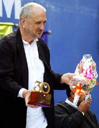 Noted French filmmaker Jean Claude Carriere attends a felicitation function at the Book Fair