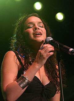 Norah Jones sings her hit single Come away with me at the Air Jamaica Jazz and Blues Festival on Saturday in Montego Bay