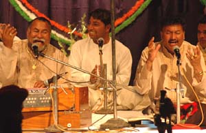 Wadali brothers perform for tsunami victims at Makhan Shah Lobana Auditorium, Sector 30, on Monday.