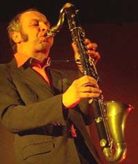 Rudi Marshall, a member of a jazz group from Germany, performs at Panjab University on Tuesday.