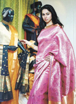 A model showing the haute collection of Vidhi Singhani in the Capital.