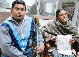 Pritpal and his mother in Ludhiana on Wednesday.