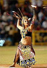 A Mexican dancer performs during the opening ceremony of the Caribbean Baseball Series in Mazatlan