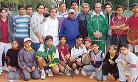 Tennis players from Pakistan and India pose for a photograph at the conclusion of Indo-Pak Friendship Tennis meet a YMCA Total Tennis Academy, Sector 11, Chandigarh