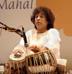 Tabla maestro Zakir Hussain performs on the occasion of his father, Ustad Alla Rakha's 5th death anniversary