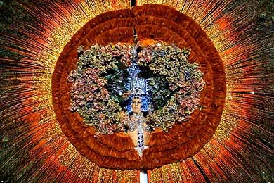 A dancer performs at Santa Cruz de Tenerife's carnival in Santa Cruz de Tenerife, capital of the Spanish Canary Island of Tenerife, on Wednesday
