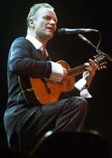 British singer Sting performs at a concert in Bangalore on Friday