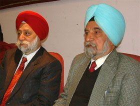 Dr Sardara Singh Johal, Deputy Chairman, Punjab State Planning Commission, and Dr S.P.Singh, at the two-day national seminar on agricultural and rural development at Guru Nanak Dev University in Amritsar on Friday. 