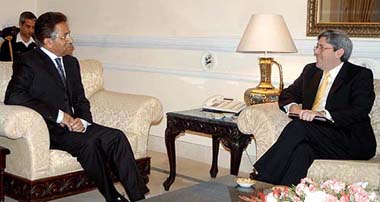 US Undersecretary of Defense Douglas Feith meets Pakistan's President General Pervez Musharraf