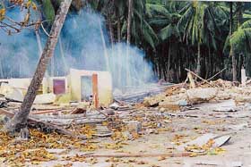 Devastation at Malacca village in Car Nicobar island