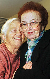 Sisters Hannah Katz, 78, and Klara Blaier, 81, are seen in this photo released by Yad Vashem on Sunday