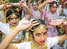 Children of DAV Public School, Sector 8, present a cultural item at a function at MCM DAV College auditorium in Sector 36