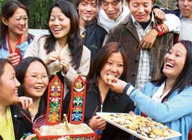 Tibetan students celebrate New Year (Losar) at Punjab Kala Bhavan, Sector 16, Chandigarh