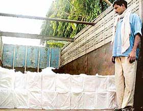 A truckload of liquor that was seized by the officials of the Haryana Excise and Taxation Department in Panchkula