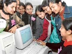 Students learn to develop software at IT-Fest in MCM-DAV College, Sector 36, Chandigarh on Thursday.