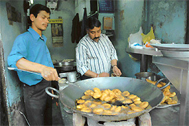 Though vadas and samosas are in maximum demand, pakoras  are also a peoples delight