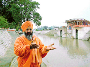 Miracle worker: Sant Balbir Singh Seechewal at the river front