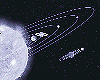 This artists conception shows the relative size of a hypothetical brown dwarf-planetary system