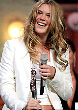 British signer Joss Stone receives her Best British Female singer award at the Brit Awards in London on Thursday
