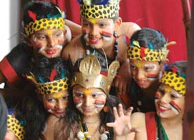 Students of DAV Public School all decked up for a dance at their annual function on Saturday. 