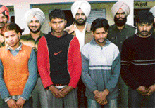 Four persons arrested by the police from near Kacha Sana Shandoo in Rajpura on Saturday.
