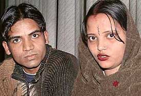 Netar Pal and Renu, who are allegedly being victimised by the Saharanpur police for the inter-caste marriage