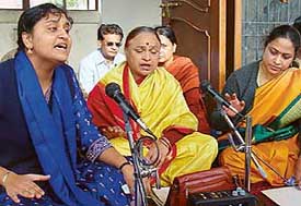 Devotees perform Saint Tyagaraja Panchratna kirtan at Tamil Manram complex, Sector 30, Chandigarh