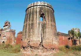 One of the four corner towers of the Manauli Fort, 7 km from Mohali