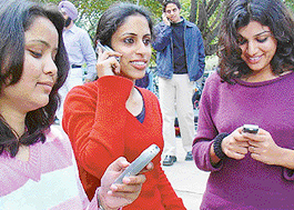 LOVE BEEPS! Students exchange messages on the Panjab University campus in 