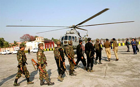 Special Task Force personnel being airlifted for deployment in the sensitive areas ahead of the second phase of Assembly elections in Bihar