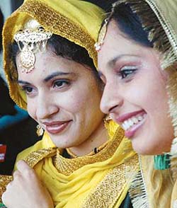 Students await their turn to perform at Pratibha-2005 at Gian Jyoti Institute, Mohali