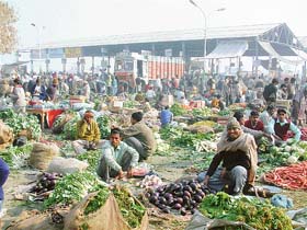 The Sabzi Mandi has been located on this site since pre-Partition days