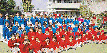 Students of Golden Bells Public School, Sector-77, Mohali, visit The Tribune on Wednesday.