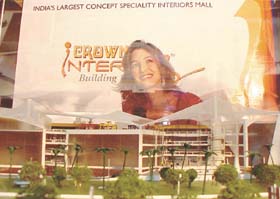 A model of Crown Interiorz Mall, an upcoming project at Faridabad, unveiled at a press conference in the Capital