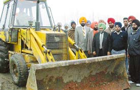 MLA Milkiat Singh Dakha after inaugurating work on a bridge on Budha Nullah in Ludhiana. 