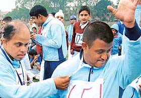 Mentally challenged athletes take part in the 12th Special Olympics held at the Sports Complex, Sector 7, Chandigarh