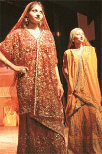 Students of Frankfinn Institute of Air Hostess Training at their annual function Razzmatazz-2005 at the Tagore Theatre, Chandigarh