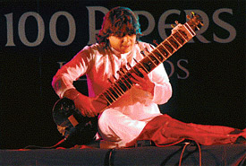 Sitarist Niladri Kumar performs at a show in Ludhiana