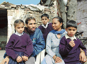 Determined to make a mark in the world of music, Ravinder Ravi with his family in Ludhiana.
