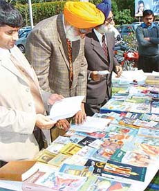 A view of the visitors to the book exhibition at Chandigarh Press Club