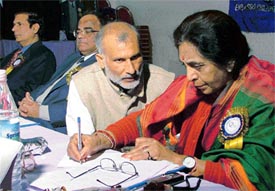 Ms Santosh Choudhry, Chairperson of the National Commission for Safai Workers, at a conference in Ludhiana on Sunday