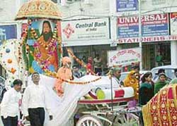 Guru Ravidas Nagar Kirtan procession in Sector 22, Chandigarh on Tuesday.